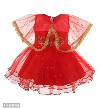 VS Collection Baby Girls Midi|Knee Length Festive|Wedding Dress Kuku-Rani Red (6-9 Month)