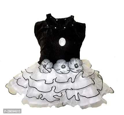 VS Collection Baby Girls Midi|Knee Length Festive|Wedding Dress Rabia Black (0-6 Month)-thumb0