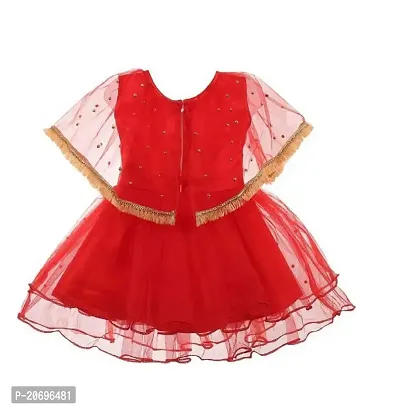 VS Collection Baby Girls Midi|Knee Length Festive|Wedding Dress Kuku-Rani Red (6-9 Month)-thumb2