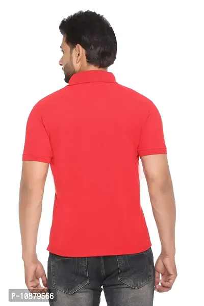 FC Solid Men Polo Neck T-Shirt Red-thumb2