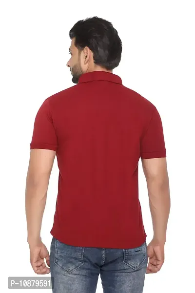 FC Solid Men Polo Neck T-Shirt Maroon-thumb2