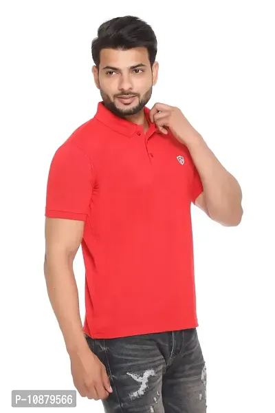 FC Solid Men Polo Neck T-Shirt Red-thumb3