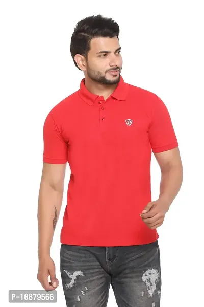 FC Solid Men Polo Neck T-Shirt Red