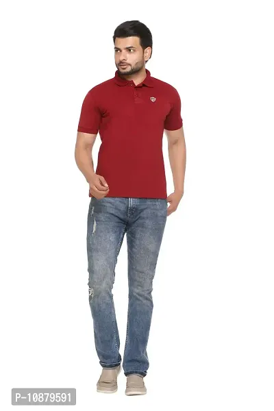 FC Solid Men Polo Neck T-Shirt Maroon-thumb5