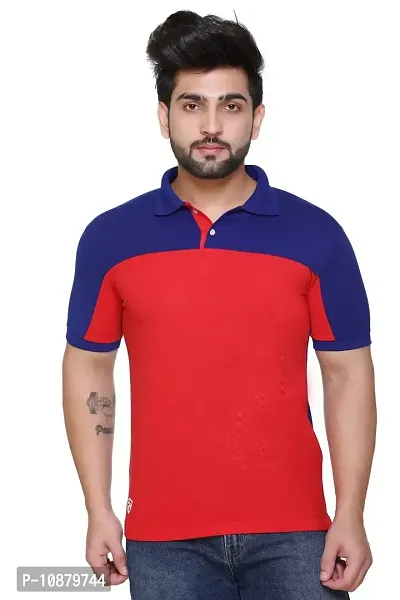 FC Men Polo Colour Block T-Shirt Royal/Red