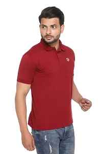 FC Solid Men Polo Neck T-Shirt Maroon-thumb2