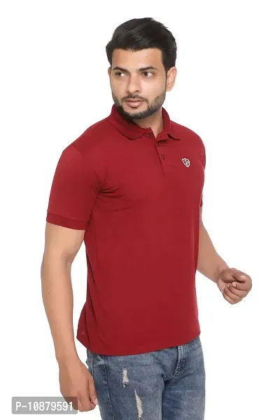 FC Solid Men Polo Neck T-Shirt Maroon-thumb3