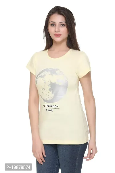 Women's Round Neck Printed Tops(Yellow-S)-thumb3