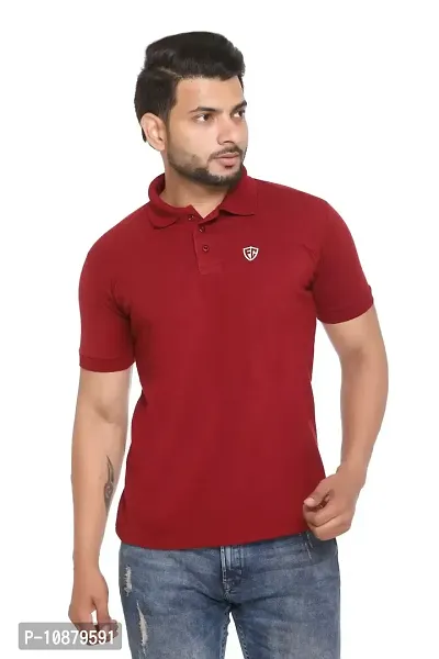 FC Solid Men Polo Neck T-Shirt Maroon