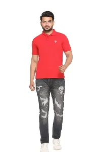 FC Solid Men Polo Neck T-Shirt Red-thumb4