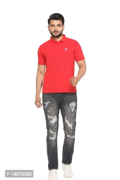 FC Solid Men Polo Neck T-Shirt Red-thumb5