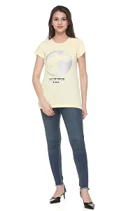 Women's Round Neck Printed Tops(Yellow-S)-thumb3