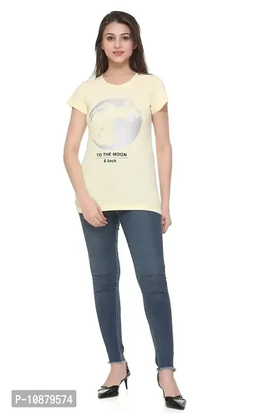 Women's Round Neck Printed Tops(Yellow-S)-thumb4