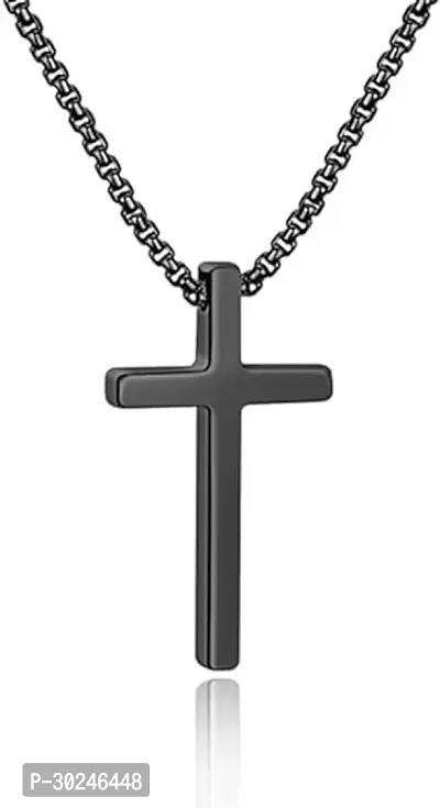 Stylish Black Stainless Steel Chain With Pendant For Men-thumb0