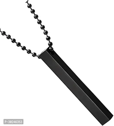 Stylish Black Stainless Steel Chain With Pendant For Men-thumb0