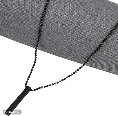 Stylish Black Stainless Steel Chain With Pendant For Men-thumb0