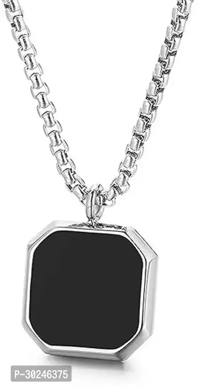 Stylish Silver Stainless Steel Chain With Pendant For Men-thumb0