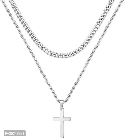 Stylish Silver Stainless Steel Chain With Pendant For Men