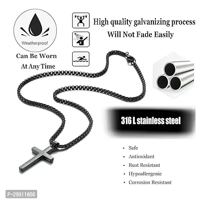 Alluring Black Stainless Steel Chain With Pendant For Men-thumb4