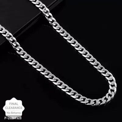 Silver Chain For Men Stylish Stainless Steel Silver Necklace Chain For Men Boys Neck Wear-thumb0