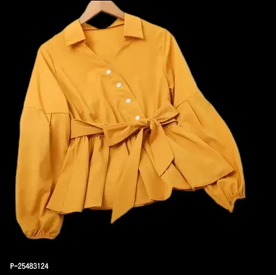 Elegant Yellow Crepe  Top For Women