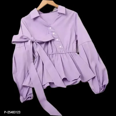 Elegant Purple Crepe  Top For Women