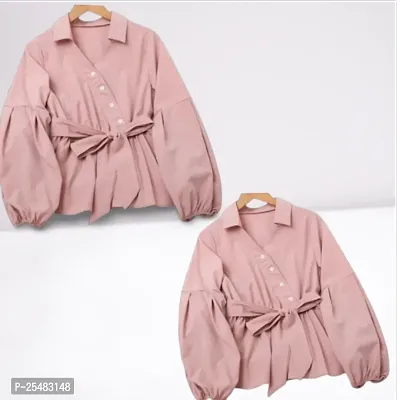 Elegant Pink Crepe  Top For Women Pack Of 2