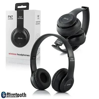 P47 Bluetooth Wireless On Ear Headphones With Mic Portable Sports Stereo Fm, Memory Card Support-thumb5