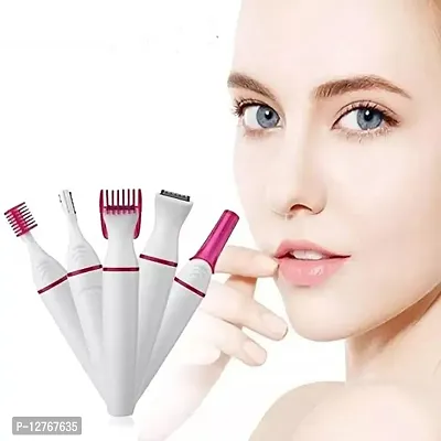 Hair Remover, Bikini Trimmer, Epilator, Grooming Kit. Trimmer 40 min Runtime 4 Length Settings  (Red, White)-thumb0