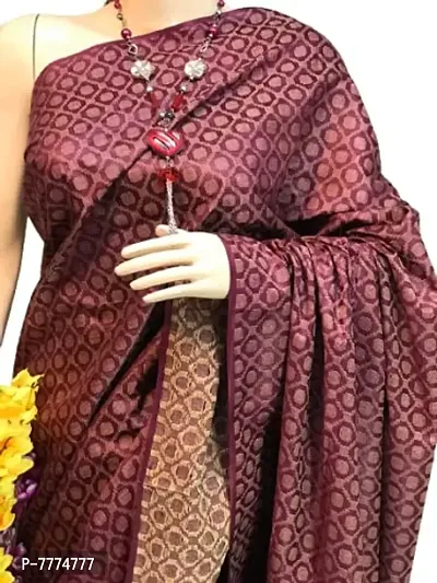 ZA Handloom Women's linen slub Sarees with blouse piece-thumb0