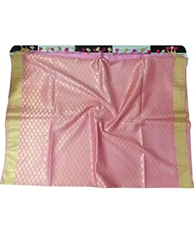 ZA Handloom Women's Kota silk Sarees with blouse piece [ Light Pink]