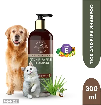 PETCAST SHOOAWAY TICK N FLEA SHAMPOO FOR DOGS AND CATS Flea and Tick Allergy Relief Antimicrobial LONGLASTING FRAGNANCE Dog Shampoo 300 ml-thumb0