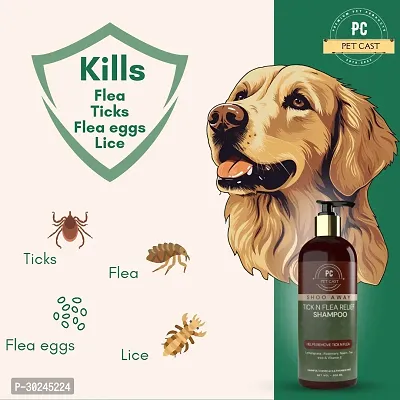 PETCAST SHOOAWAY TICK N FLEA SHAMPOO FOR DOGS AND CATS Flea and Tick Allergy Relief Antimicrobial LONGLASTING FRAGNANCE Dog Shampoo 300 ml-thumb2