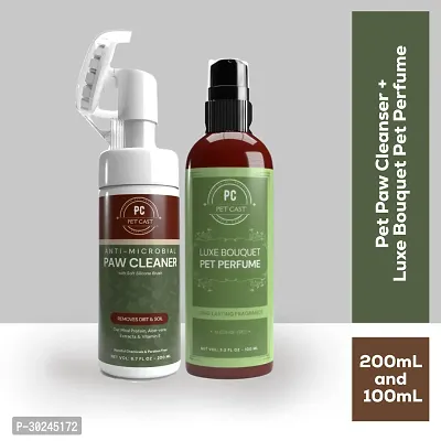 PETCAST PETCAST COMBO OF 2 DUSTTOBEDOG PAW CLEANSER And LUXE BOUQET PET PERFUME 260ML Antimicrobial PET FRIENDLY FRAGRANCE Dog Shampoo 300 ml-thumb0