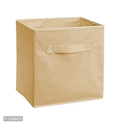 GR ArtCraft Foldable Cloth Storage Cube Basket Bins Organizer Containers Drawers Baby Toy and Cloths |Garment Storage Beige (Pack Of 1 Square)-thumb0