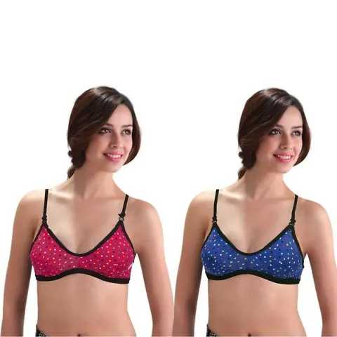 Women Bra Non-Wired Adjustable Straps Pack Of 2