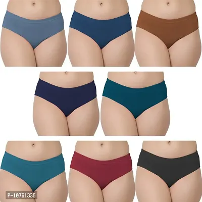 Fancy Cotton Blend Briefs For Women Pack Of 8-thumb0