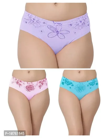 Fancy Cotton Blend Briefs For Women Pack Of 3-thumb0