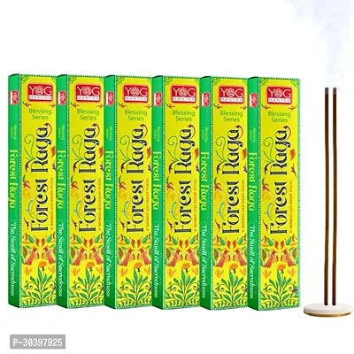 Archita YOG Mantra Forest Raga Charcoal-Free Bambooless dhoop Sticks (Pack of 6) | 16 Sticks/Pack | 8 inches Long | Yoga and Meditation | Pooja Essentials