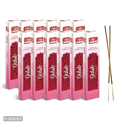 Archita YOG Mantra Incense Stick | Gulab | Pack of 12 | Charcoal free | 100% Toxin-free | Best suited for Meditation, Yoga, Pooja and Aromatherapy-thumb0