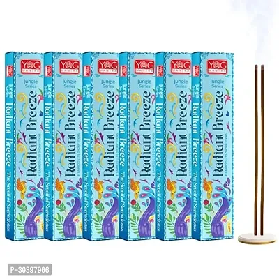 Archita YOG Mantra Radient Breeze Charcoal-Free Bambooless dhoop Sticks (Pack of 6) | 16 Sticks/Pack | 8 inches Long | Yoga and Meditation | Pooja Essentials