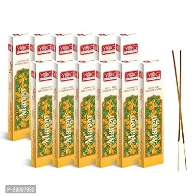 YOG Mantra Incense Stick | Mango | Non-Toxic | 100% Charcoal Free | Best of Mediation | Yoga | Therapy | Pooja Essentials | (Pack of 12)-thumb0