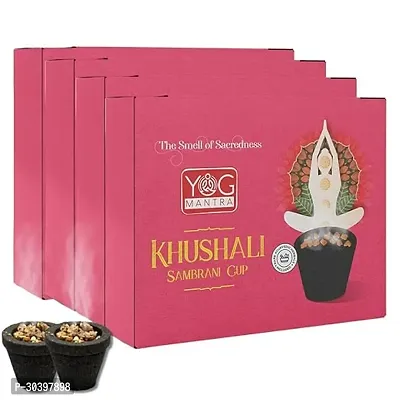 YOG Mantra Khushali Sambrani Hawan Cups |100% Pure | Organic | Loban and Gaggal | Pooja Essentials | Aromatherepy | Room Freshner | (Pack of 4)-thumb0