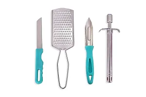 Kitchen Special 450Ml Handy Chopper with Vegetable Cutter with Peeler,Cheese/Ginger Grater  Stainless Steel Gas Lighter with 1 Knife Combo-thumb1