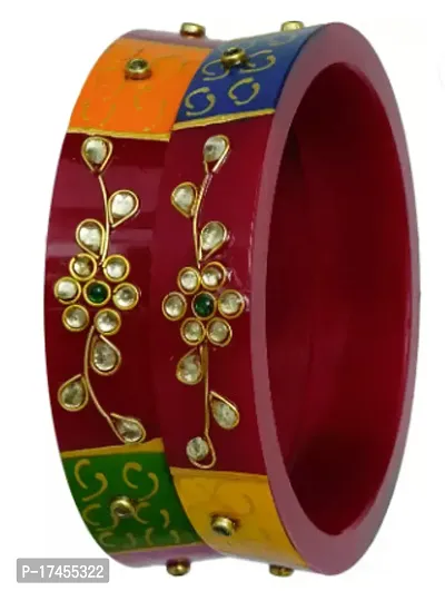 Elegant Multicoloured Ceramic American Diamond Bangles For Women-thumb0