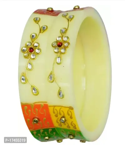 Elegant Multicoloured Ceramic American Diamond Bangles For Women-thumb0