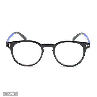 SAN EYEWEAR Round Spectacles Frame for Men's & Women's, (Black & Blue)-thumb0