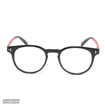 SAN EYEWEAR Round Spectacles Frame for Men's & Women's, (Black & Red)