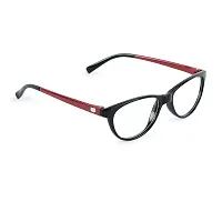 SAN EYEWEAR Women's Cat Eye Spectacles Frame, Black & Red-thumb1
