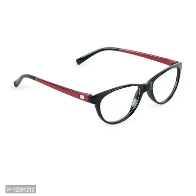 SAN EYEWEAR Women's Cat Eye Spectacles Frame, Black & Red-thumb2